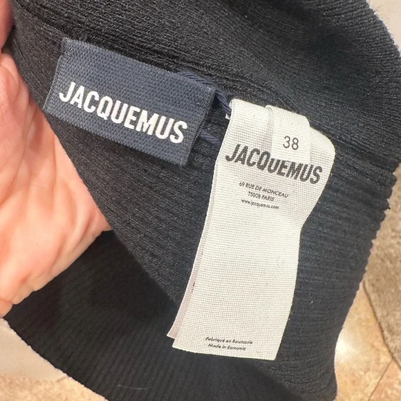 Jacquemus sweater off shoulder ribbed dress top pants logo, black and gold $450 - Picture 5 of 6